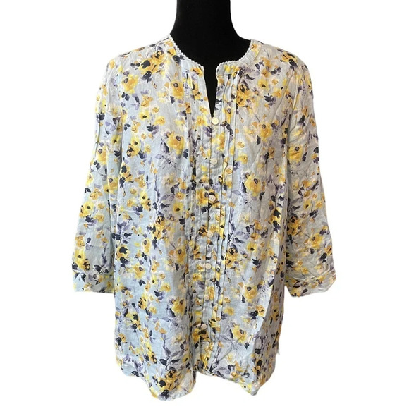 J. Jill love linen pintucked print tunic top Small - Picture 5 of 10